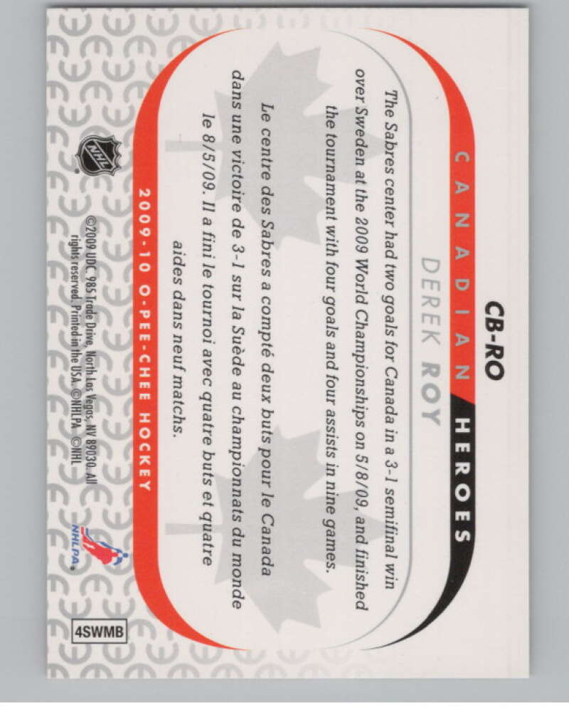 2009-10 O-Pee-Chee Canadian Heroes #CBRO Derek Roy   V101625 Image 2