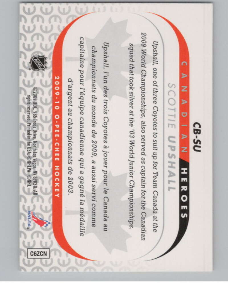 2009-10 O-Pee-Chee Canadian Heroes #CBSU Scottie Upshall   V101633 Image 2