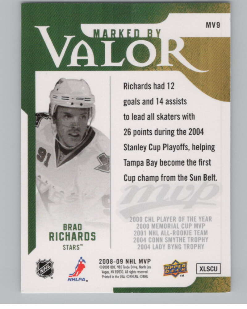2008-09 Upper Deck MVP Marked by Valor #MV9 Brad Richards Stars  V101644 Image 2