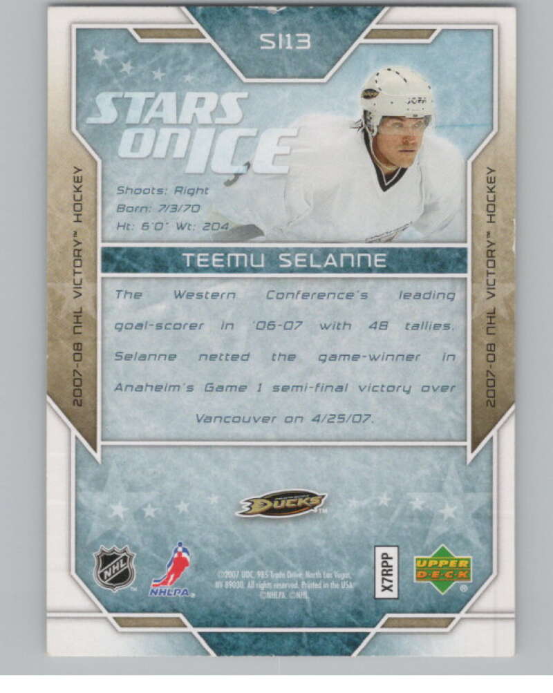 2007-08 Upper Deck Victory Stars on Ice #SI13 Teemu Selanne Ducks  V101645 Image 2
