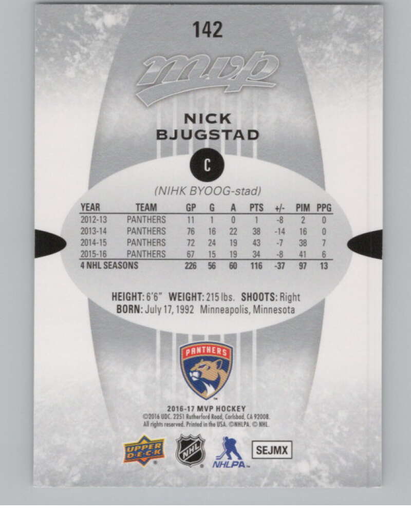 2016-17 Upper Deck MVP Silver Script #142 Nick Bjugstad Panthers  V101647 Image 2
