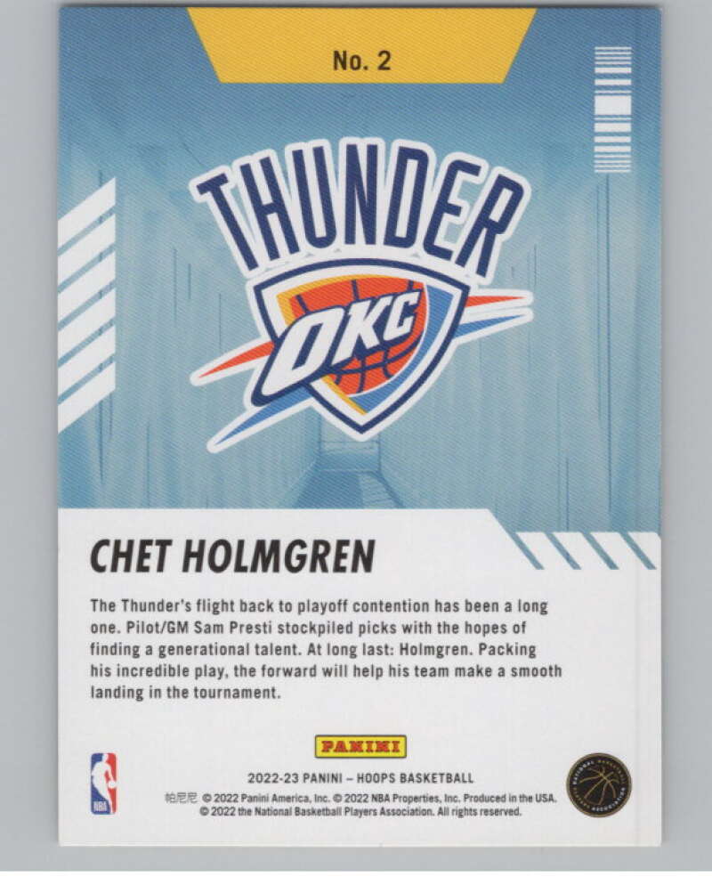 2022-23 Panini NBA Hoops Arriving Now #2 Chet Holmgren  V101665 Image 2