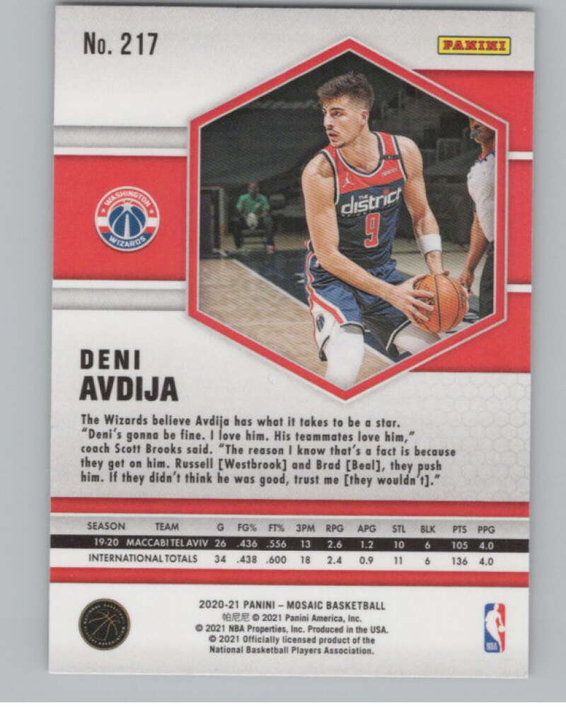 2020-21 Panini Mosaic #217 Deni Avdija  RC Rookie Washington Wizards  V101696 Image 2