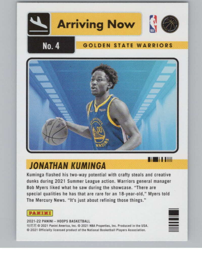 2021-22 Panini Hoops Arriving Now #4 Jonathan Kuminga  V101707 Image 2