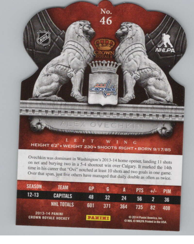 2013-14 Panini Crown Royale #46 Alex Ovechkin  Washington Capitals  V101708 Image 2