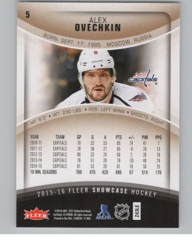2015-16 Fleer Showcase #5 Alexander Ovechkin  Washington Capitals  V101709 Image 2