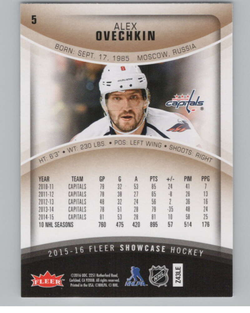 2015-16 Fleer Showcase #5 Alexander Ovechkin  Washington Capitals  V101710 Image 2