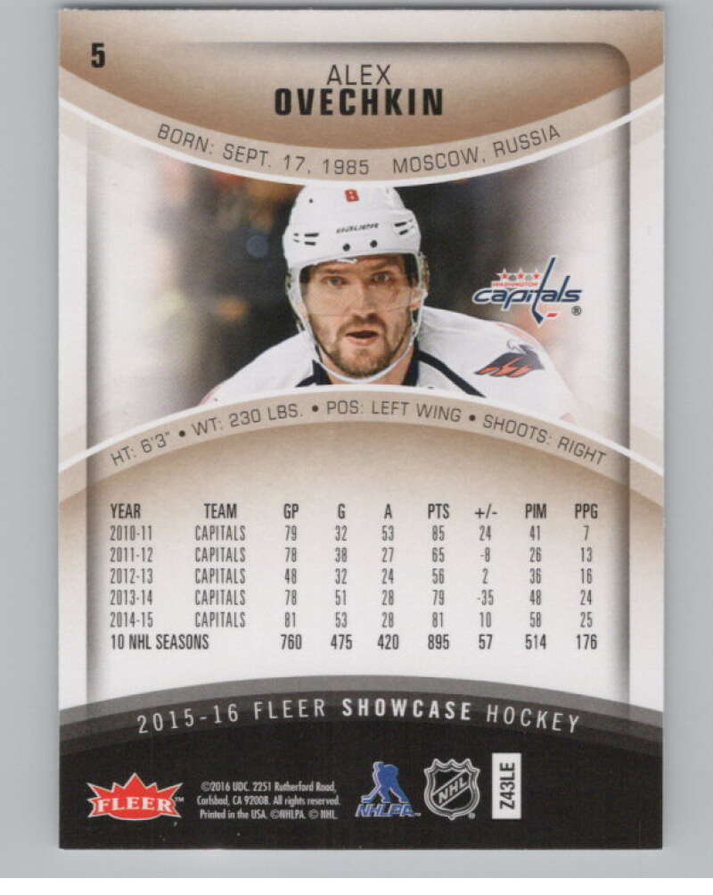 2015-16 Fleer Showcase #5 Alexander Ovechkin  Washington Capitals  V101711 Image 2