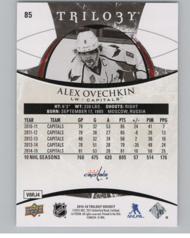 2015-16 Upper Deck Trilogy #85 Alexander Ovechkin  Washington Capitals  V101715 Image 2