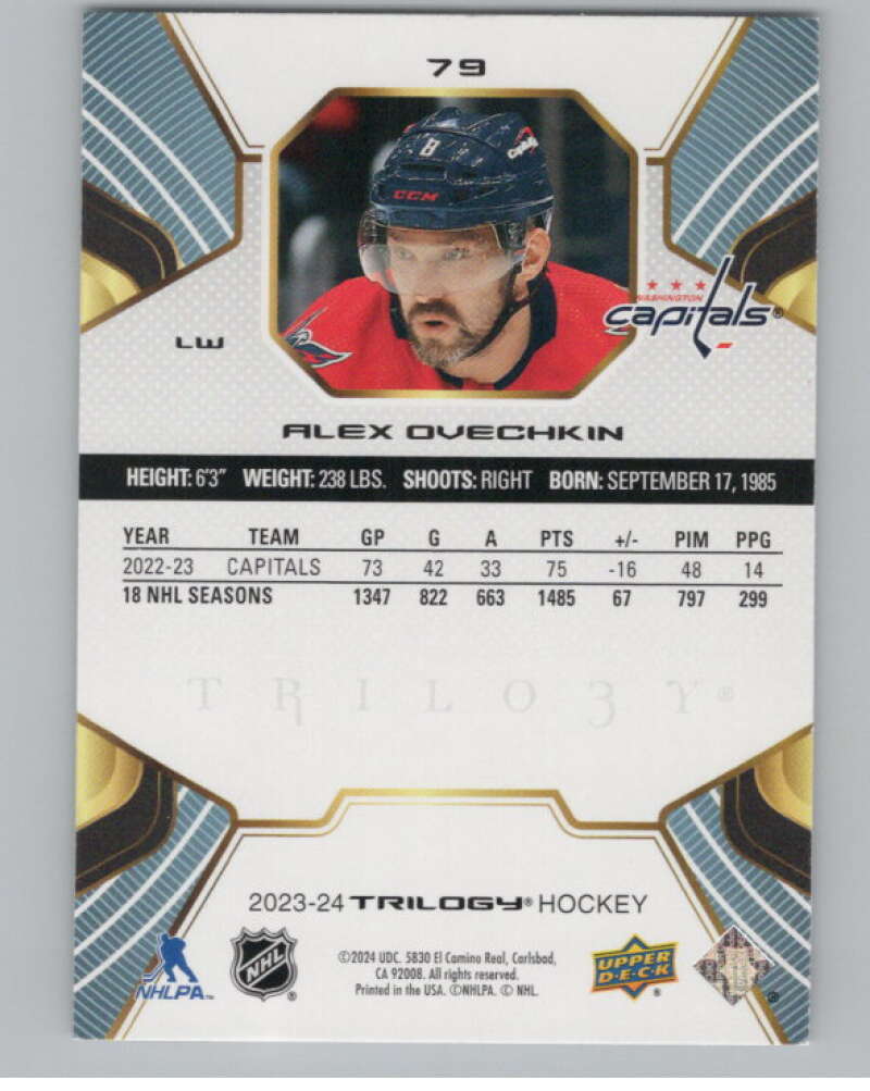 2023-24 Upper Deck Trilogy #79 Alex Ovechkin  Washington Capitals  V101717 Image 2