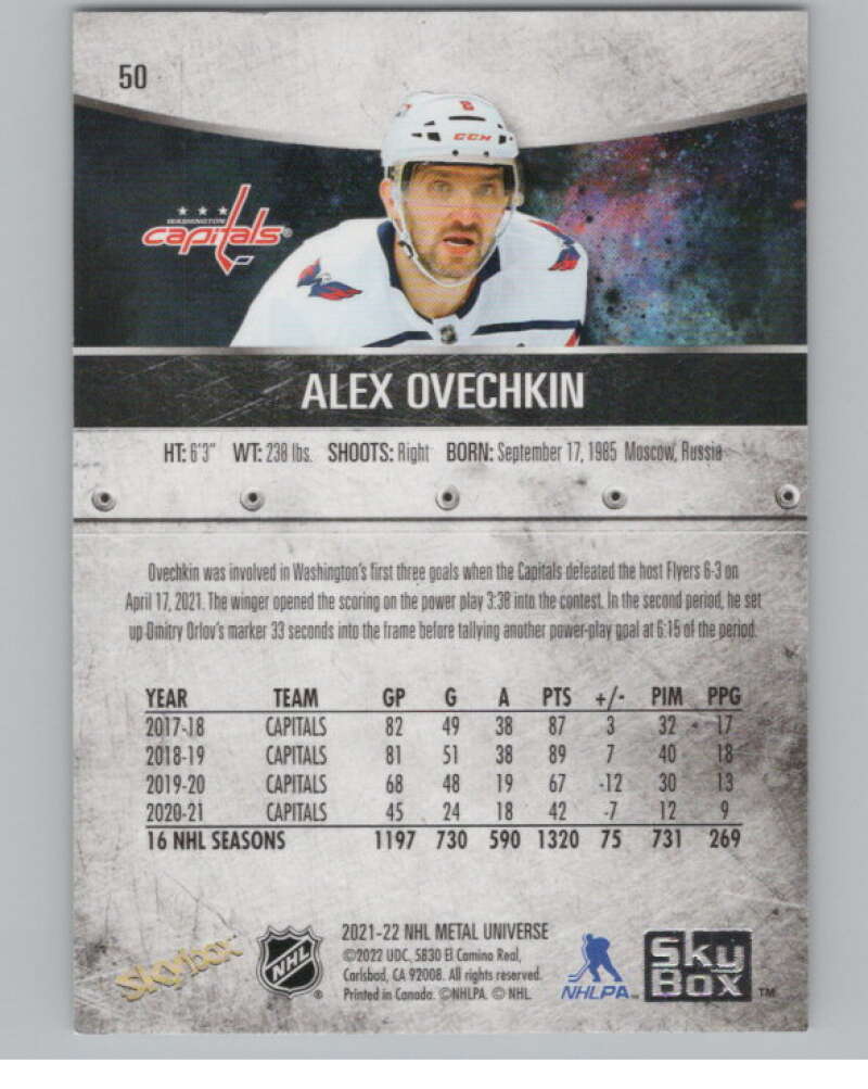 2021-22 Skybox Metal Universe #50 Alex Ovechkin  Washington Capitals  V101733 Image 2