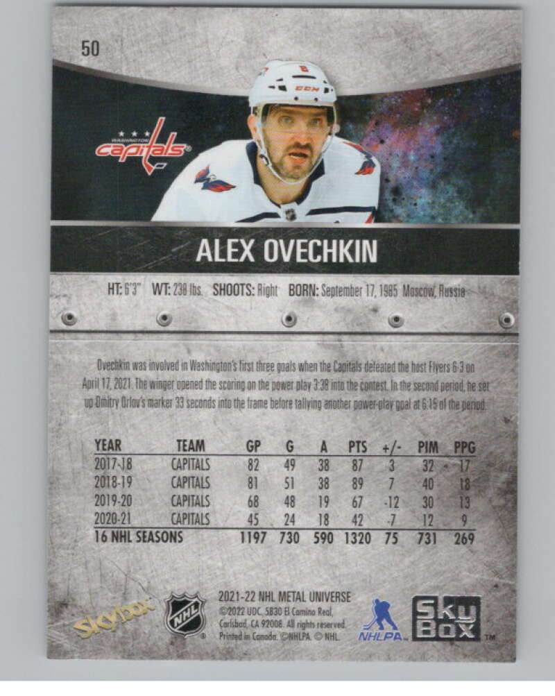 2021-22 Skybox Metal Universe #50 Alex Ovechkin  Washington Capitals  V101735 Image 2
