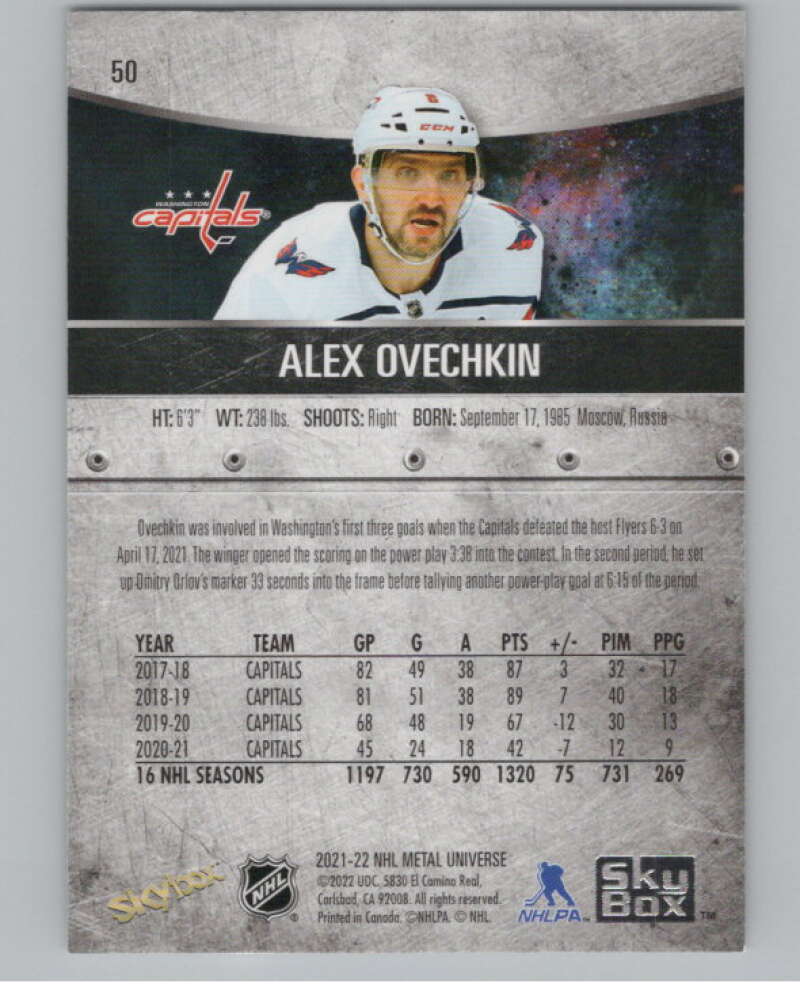 2021-22 Skybox Metal Universe #50 Alex Ovechkin  Washington Capitals  V101736 Image 2