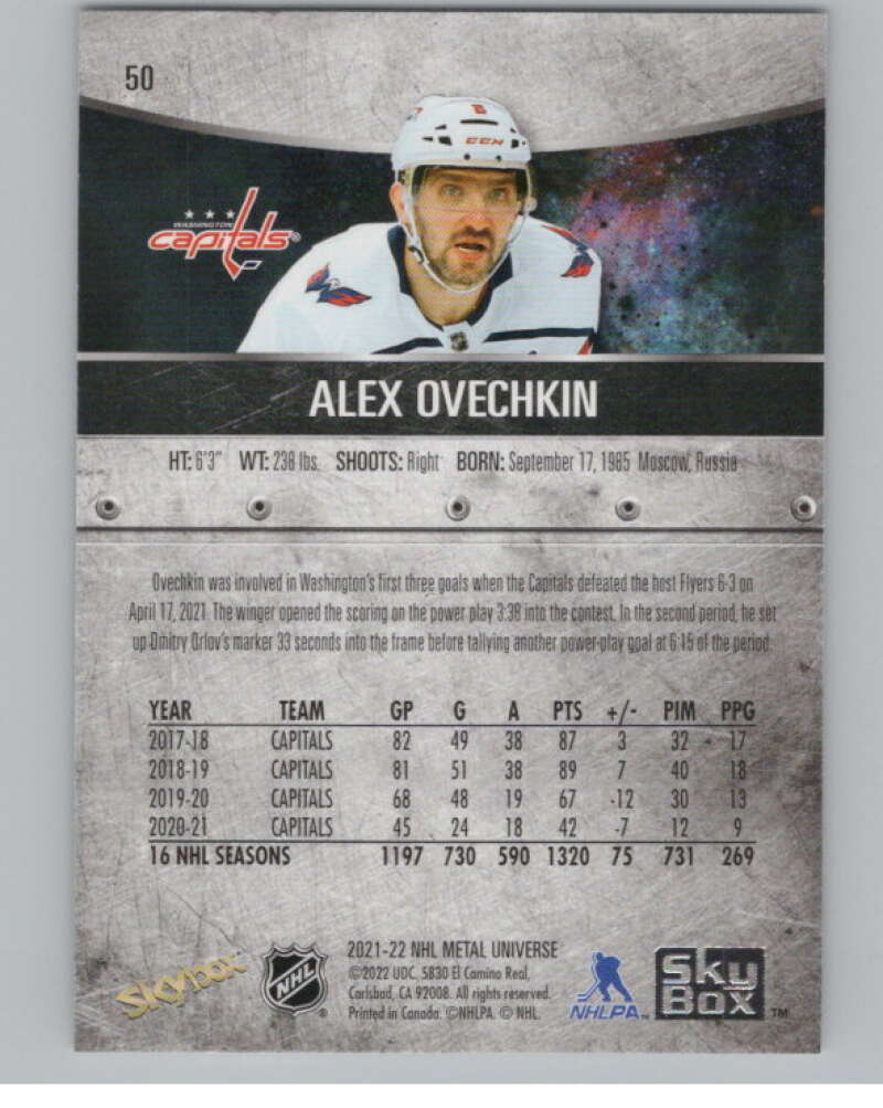 2021-22 Skybox Metal Universe #50 Alex Ovechkin  Washington Capitals  V101738 Image 2