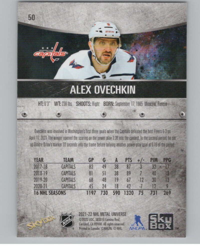 2021-22 Skybox Metal Universe #50 Alex Ovechkin  Washington Capitals  V101739 Image 2