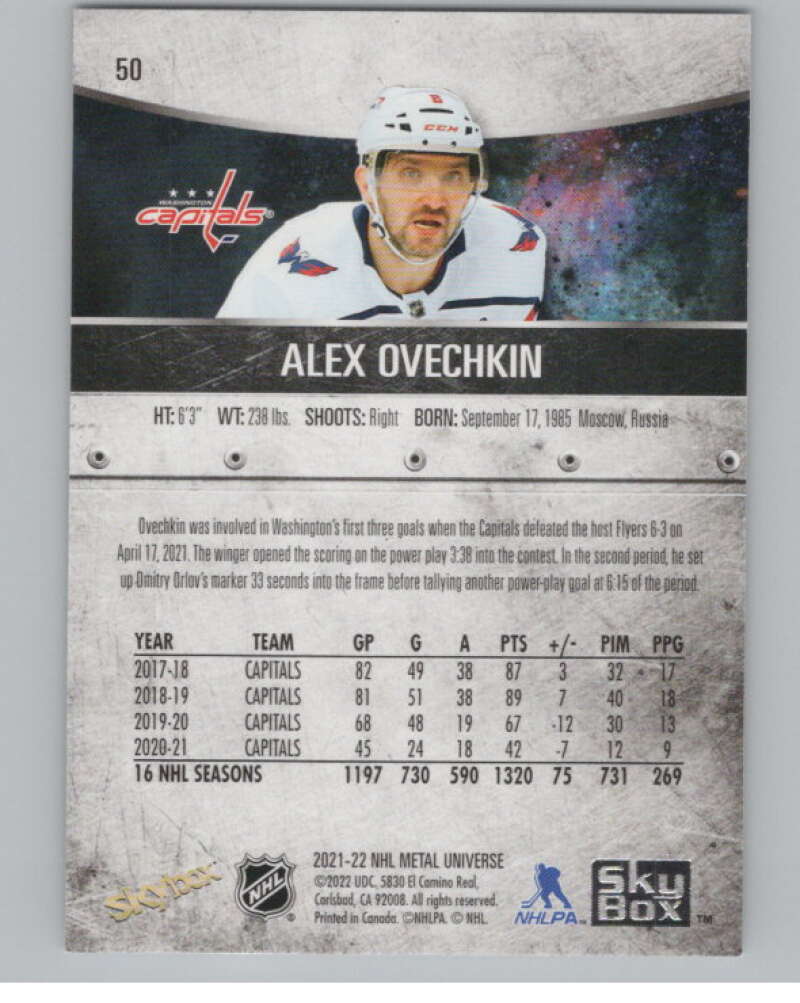 2021-22 Skybox Metal Universe #50 Alex Ovechkin  Washington Capitals  V101743 Image 2