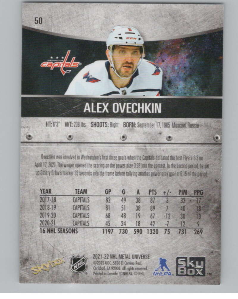 2021-22 Skybox Metal Universe #50 Alex Ovechkin  Washington Capitals  V101744 Image 2