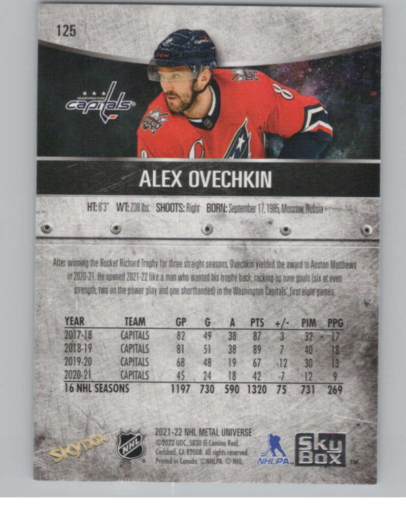 2021-22 Skybox Metal Universe #125 Alex Ovechkin  Washington Capitals  V101747 Image 2