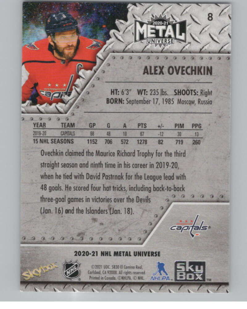 2020-21 Skybox Metal Universe #8 Alex Ovechkin  Washington Capitals  V101750 Image 2