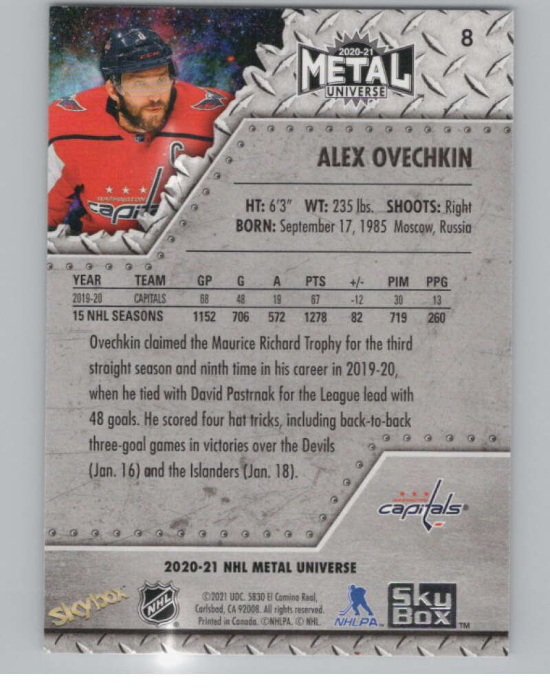 2020-21 Skybox Metal Universe #8 Alex Ovechkin  Washington Capitals  V101752 Image 2