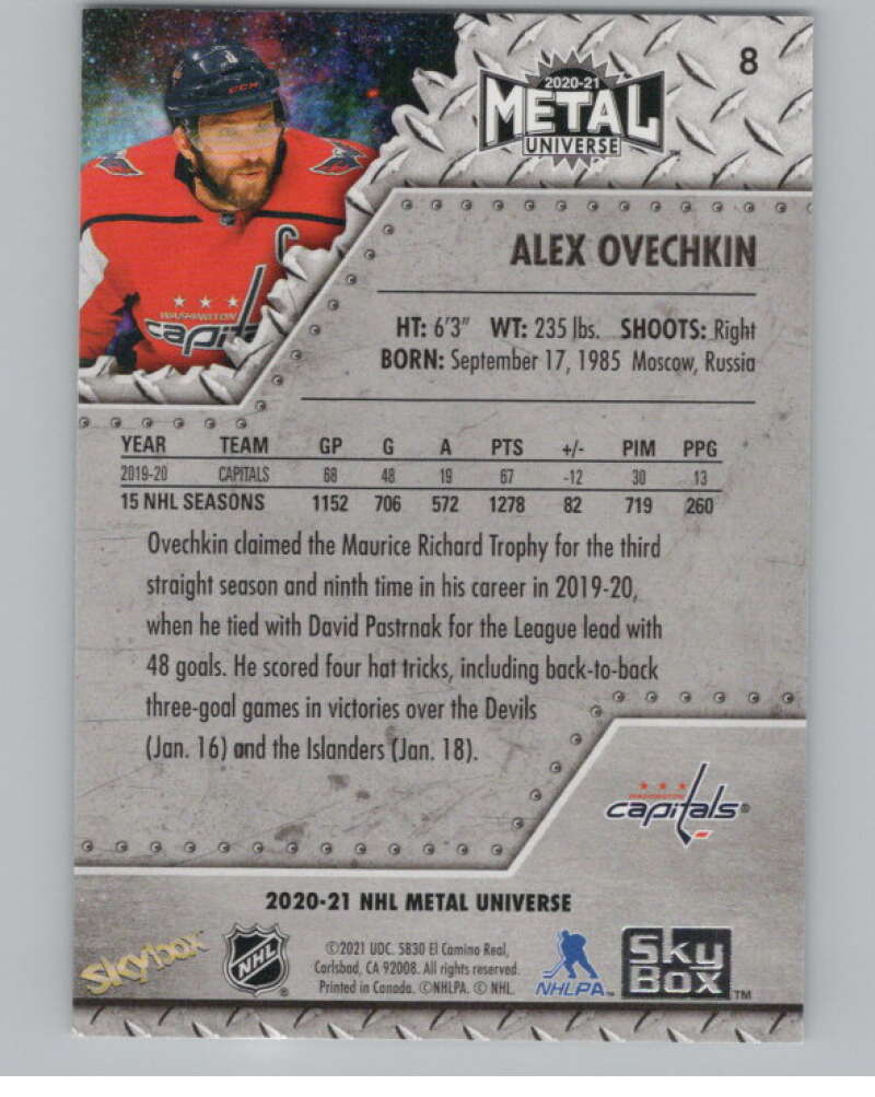 2020-21 Skybox Metal Universe #8 Alex Ovechkin  Washington Capitals  V101754 Image 2