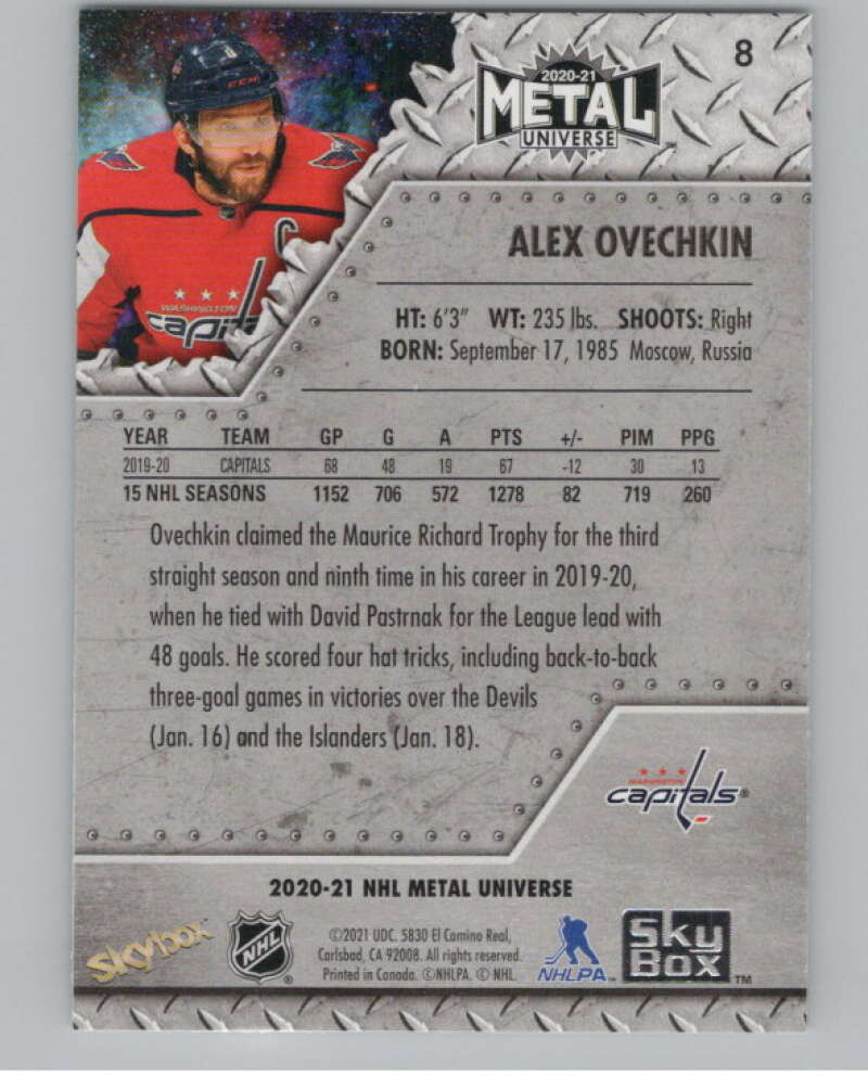2020-21 Skybox Metal Universe #8 Alex Ovechkin  Washington Capitals  V101755 Image 2