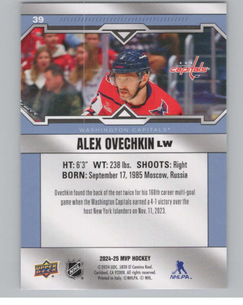 2024-25 Upper Deck MVP #39 Alex Ovechkin  Washington Capitals  V101781 Image 2