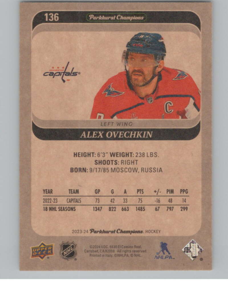 2023-24 Parkhurst Champions #136 Alex Ovechkin  Washington Capitals  V101783 Image 2