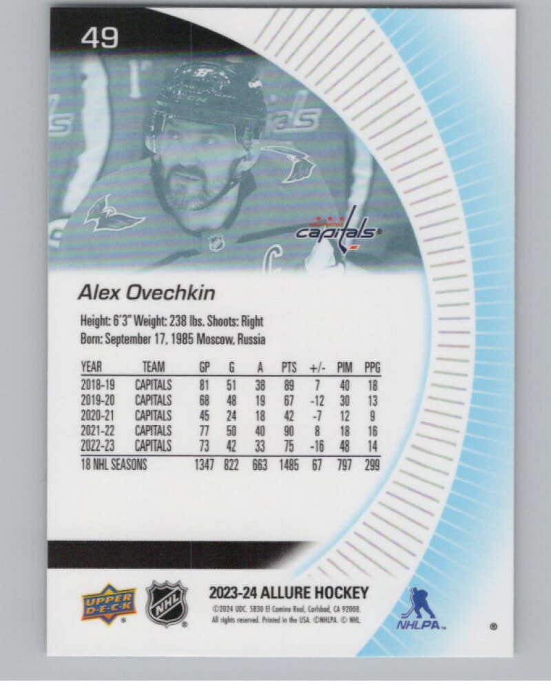 2023-24 Upper Deck Allure #49 Alex Ovechkin  Washington Capitals  V101796 Image 2