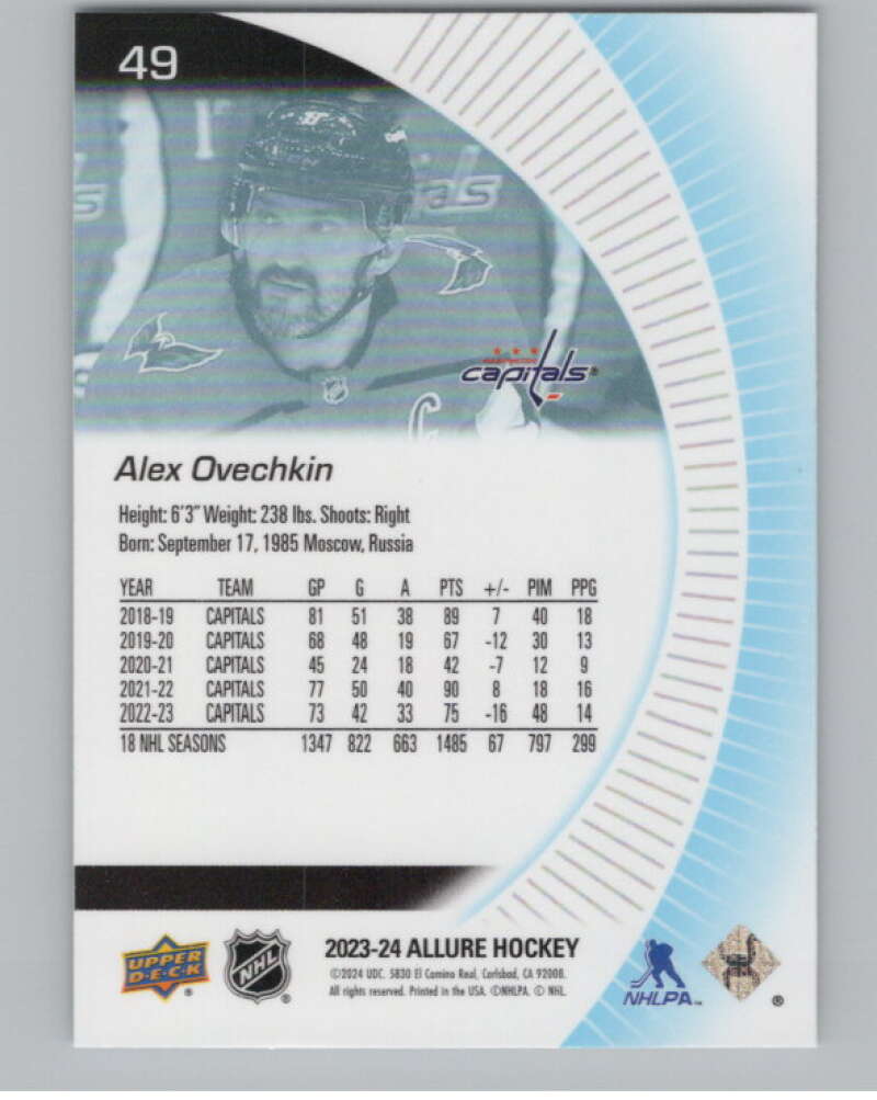 2023-24 Upper Deck Allure #49 Alex Ovechkin  Washington Capitals  V101797 Image 2