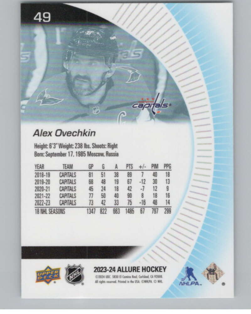 2023-24 Upper Deck Allure #49 Alex Ovechkin  Washington Capitals  V101799 Image 2