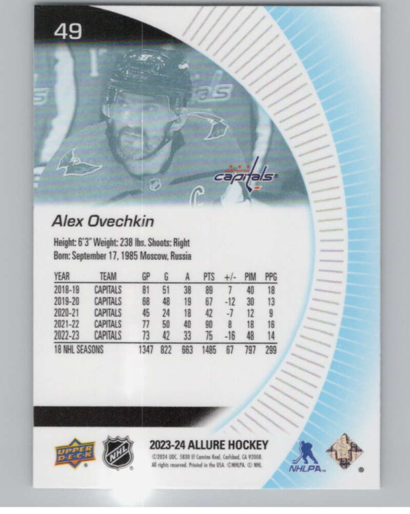 2023-24 Upper Deck Allure #49 Alex Ovechkin  Washington Capitals  V101801 Image 2