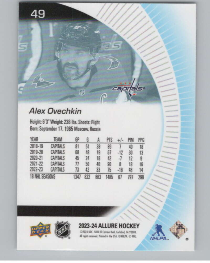 2023-24 Upper Deck Allure #49 Alex Ovechkin  Washington Capitals  V101804 Image 2