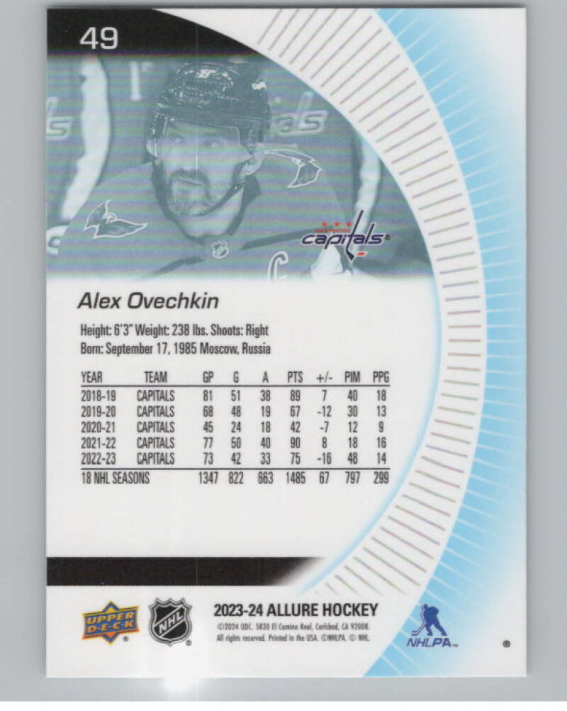 2023-24 Upper Deck Allure #49 Alex Ovechkin  Washington Capitals  V101806 Image 2
