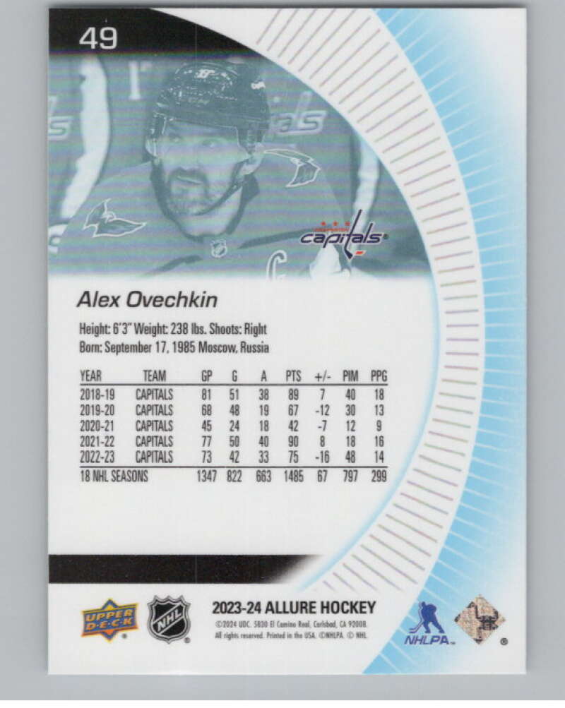 2023-24 Upper Deck Allure #49 Alex Ovechkin  Washington Capitals  V101811 Image 2