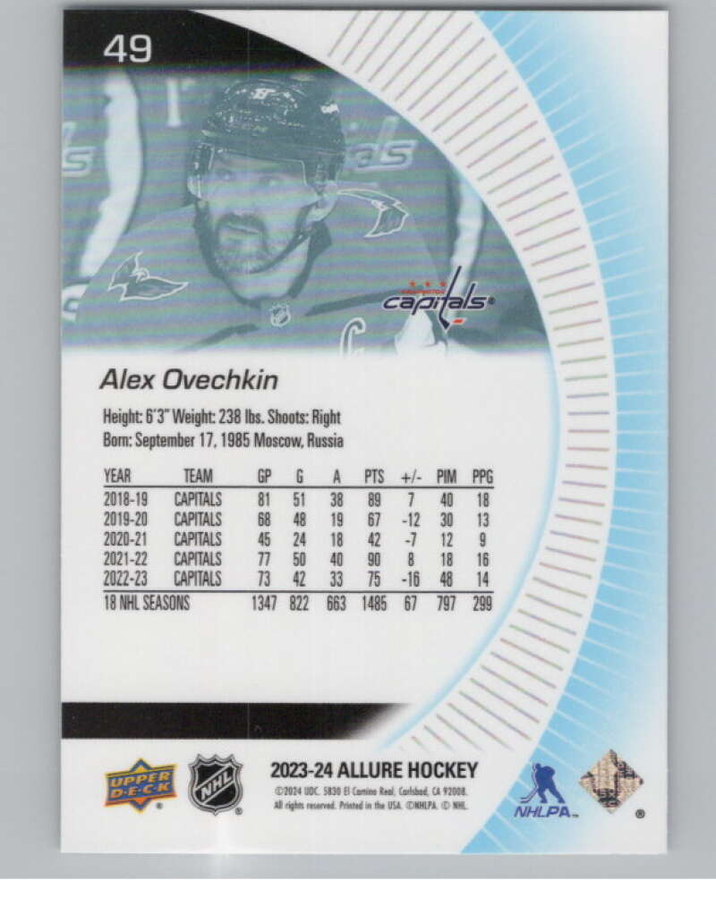 2023-24 Upper Deck Allure #49 Alex Ovechkin  Washington Capitals  V101812 Image 2
