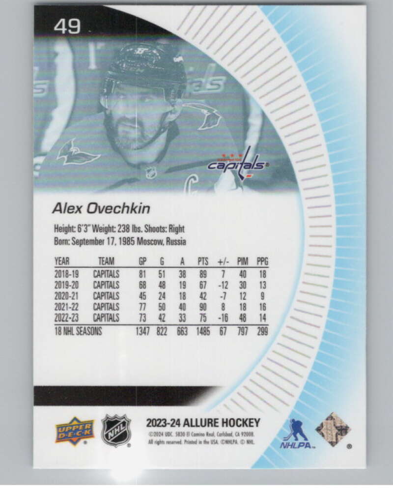 2023-24 Upper Deck Allure #49 Alex Ovechkin  Washington Capitals  V101814 Image 2