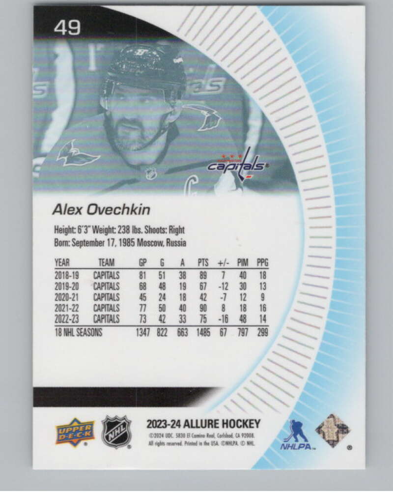 2023-24 Upper Deck Allure #49 Alex Ovechkin  Washington Capitals  V101818 Image 2