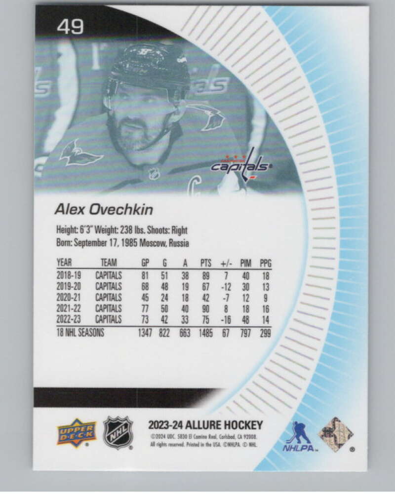 2023-24 Upper Deck Allure #49 Alex Ovechkin  Washington Capitals  V101819 Image 2