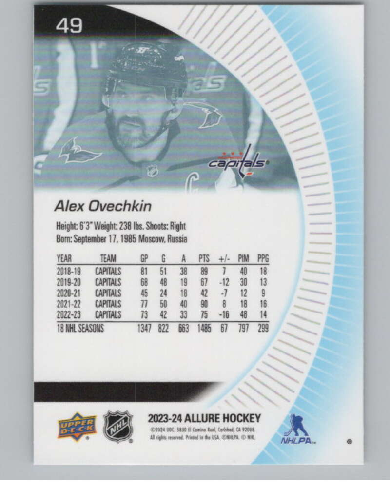 2023-24 Upper Deck Allure #49 Alex Ovechkin  Washington Capitals  V101823 Image 2