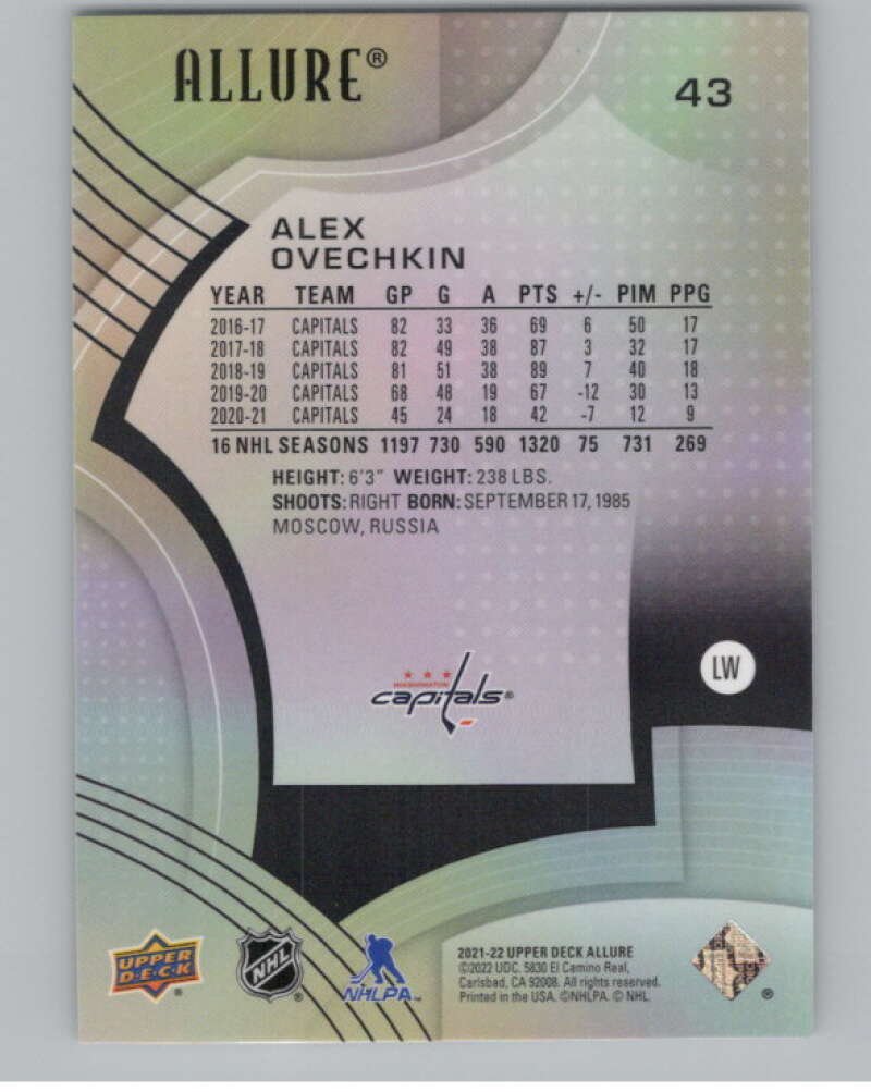2021-22 Upper Deck Allure #43 Alex Ovechkin  Washington Capitals  V101829 Image 2