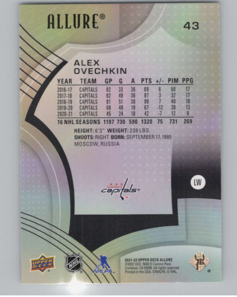 2021-22 Upper Deck Allure #43 Alex Ovechkin  Washington Capitals  V101838 Image 2