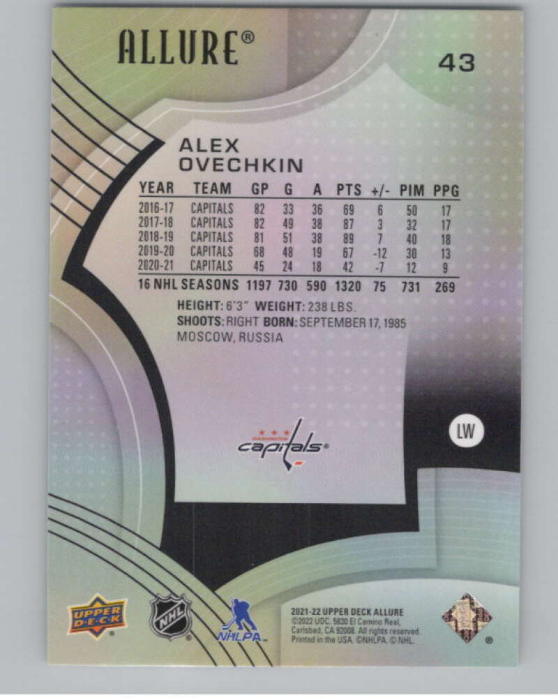 2021-22 Upper Deck Allure #43 Alex Ovechkin  Washington Capitals  V101842 Image 2