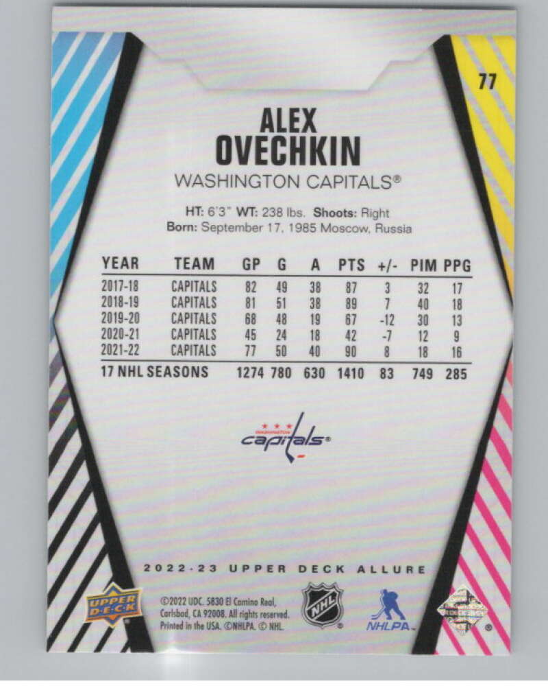 2022-23 Upper Deck Allure #77 Alex Ovechkin  Washington Capitals  V101843 Image 2