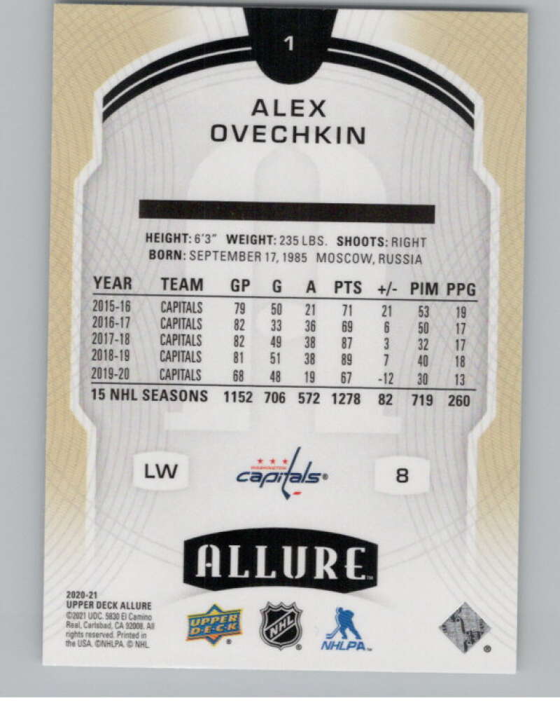 2020-21 Upper Deck Allure #1 Alex Ovechkin  Washington Capitals  V101847 Image 2