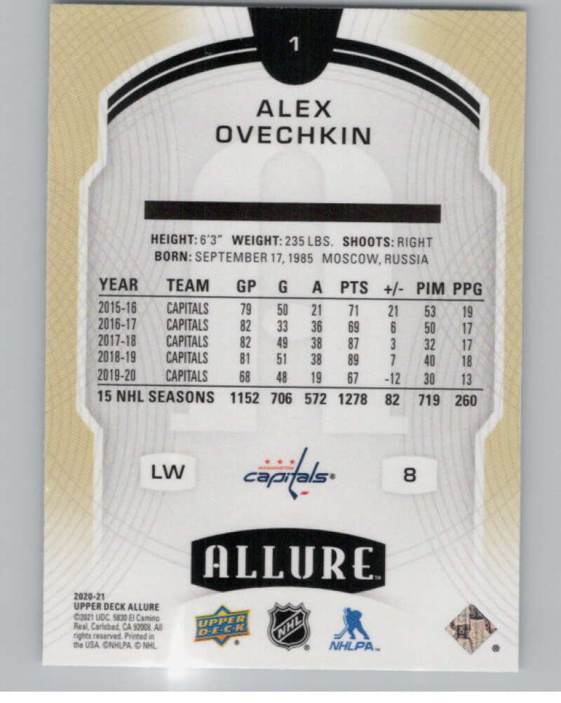 2020-21 Upper Deck Allure #1 Alex Ovechkin  Washington Capitals  V101850 Image 2