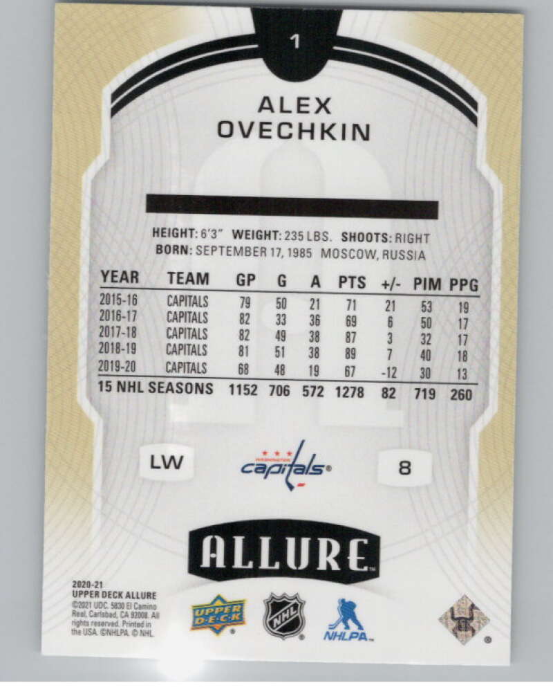 2020-21 Upper Deck Allure #1 Alex Ovechkin  Washington Capitals  V101851 Image 2