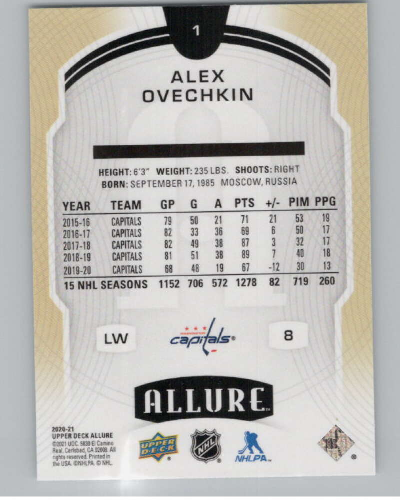 2020-21 Upper Deck Allure #1 Alex Ovechkin  Washington Capitals  V101857 Image 2