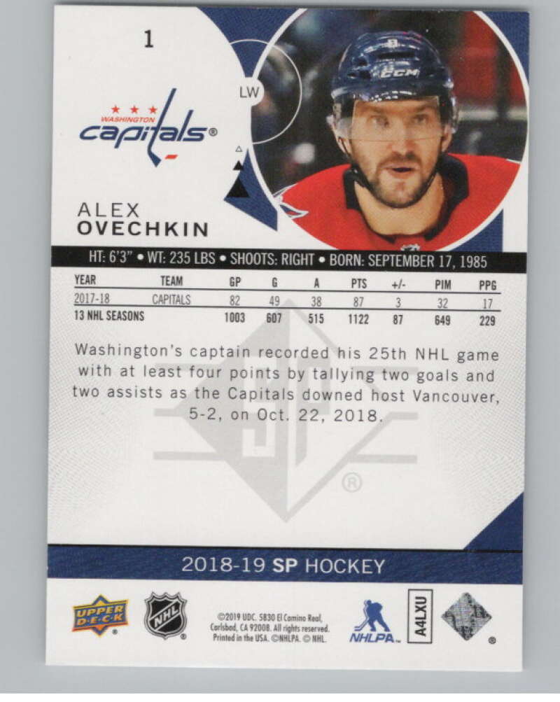 2018-19 SP #1 Alexander Ovechkin  Washington Capitals  V101869 Image 2