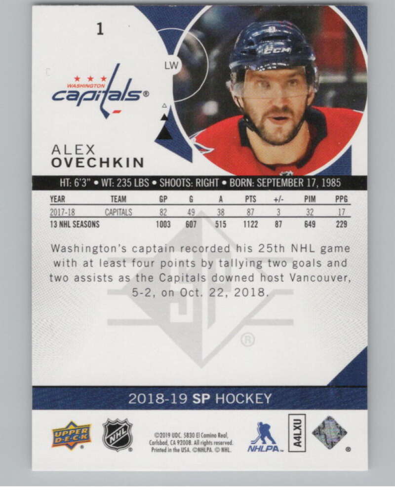 2018-19 SP #1 Alexander Ovechkin  Washington Capitals  V101870 Image 2